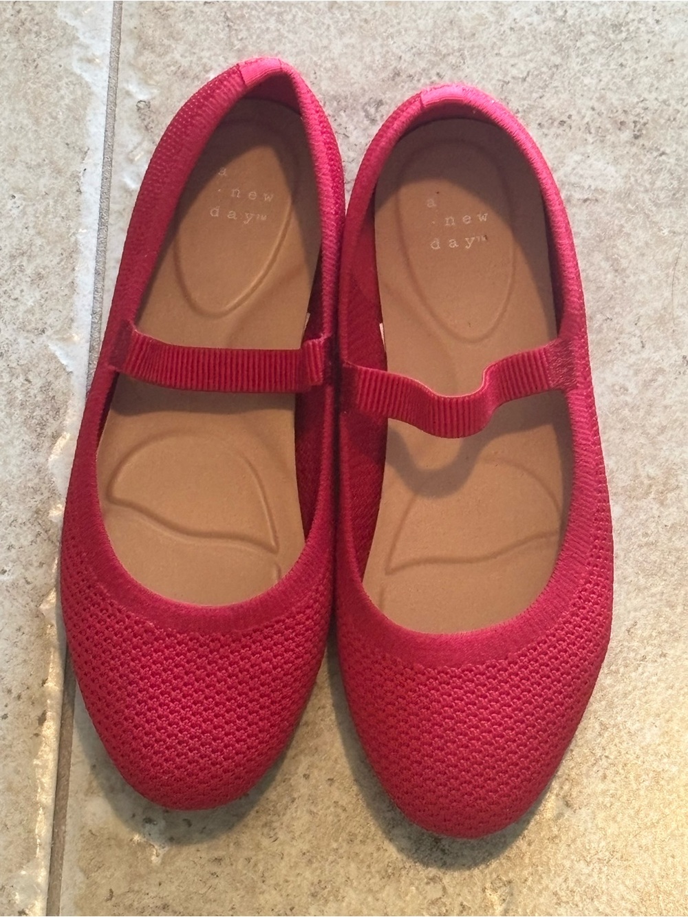 a new day Red Knit Mary Jane Flats